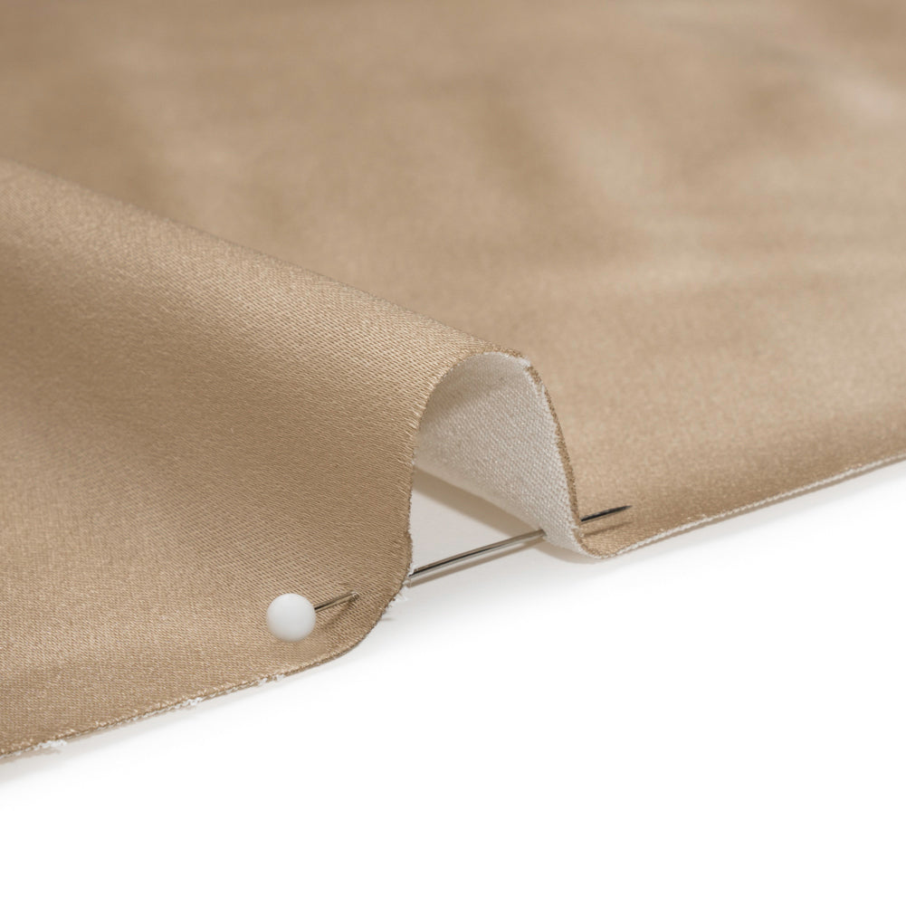 Stretch Satin Made in Italy - Taupe with Pumice Stone Backing - Premium Collection Stretch Satin Made in Italy - Taupe with Pumice Stone Backing - Premium Collection