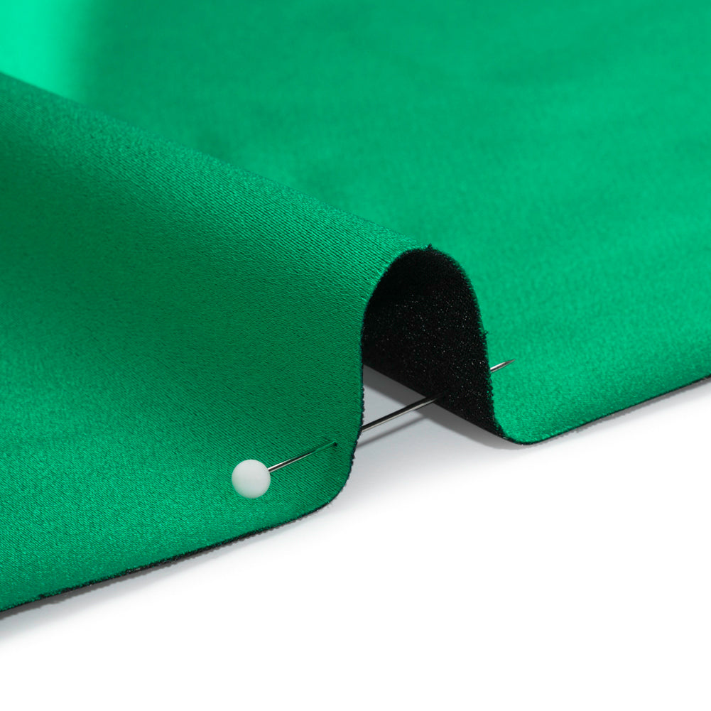 Stretch Satin Made in Italy - Kelly Green with Black Backing - Premium Collection Stretch Satin Made in Italy - Kelly Green with Black Backing - Premium Collection