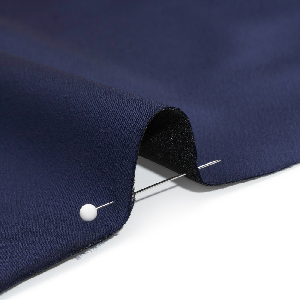 Stretch Satin Made in Italy - Navy with Black Backing - Premium Collection Stretch Satin Made in Italy - Navy with Black Backing - Premium Collection