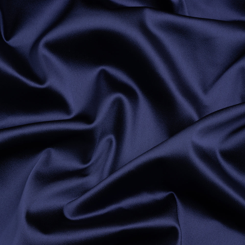 Stretch Satin Made in Italy - Navy with Black Backing - Premium Collection Stretch Satin Made in Italy - Navy with Black Backing - Premium Collection