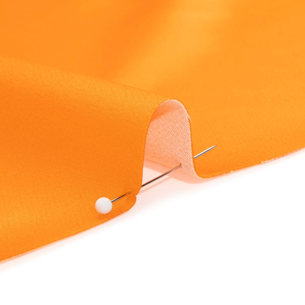 Stretch Satin Made in Italy - Orange with Peach Backing - Premium Collection Stretch Satin Made in Italy - Orange with Peach Backing - Premium Collection
