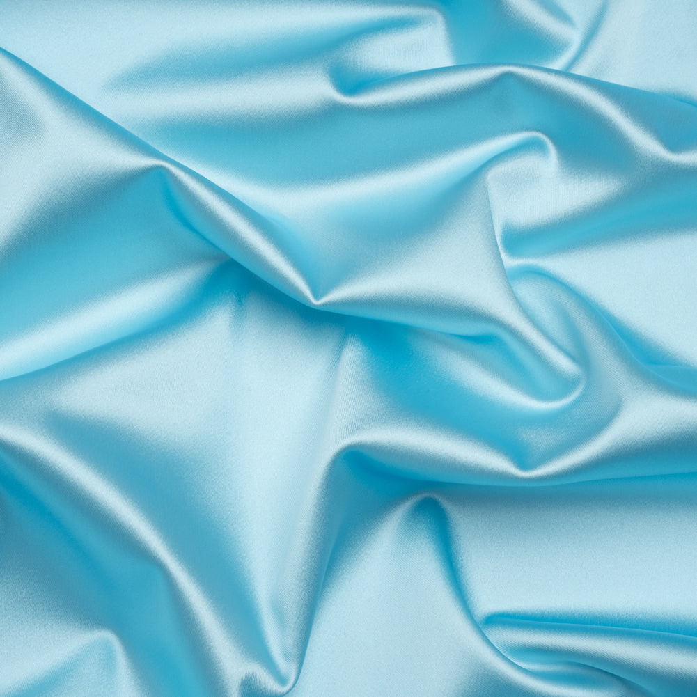 Stretch Satin Made in Italy - Sky Blue with White Backing - Premium Collection Stretch Satin Made in Italy - Sky Blue with White Backing - Premium Collection