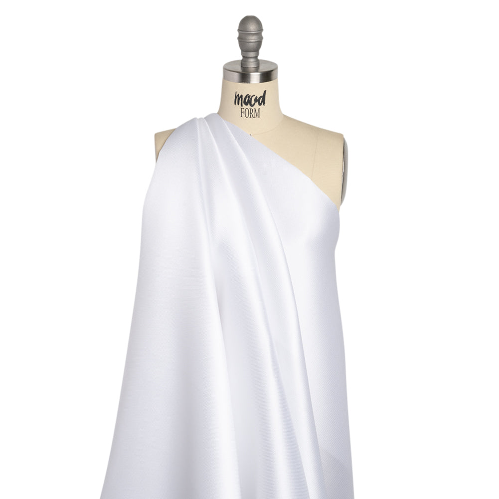 Polyester and Silk Mikado Pique Made in Italy - Snow White - Premium Collection Polyester and Silk Mikado Pique Made in Italy - Snow White - Premium Collection