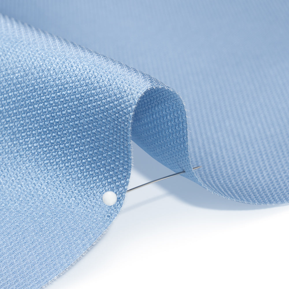 Polyester and Silk Mikado Pique Made in Italy - Placid Blue - Premium Collection Polyester and Silk Mikado Pique Made in Italy - Placid Blue - Premium Collection