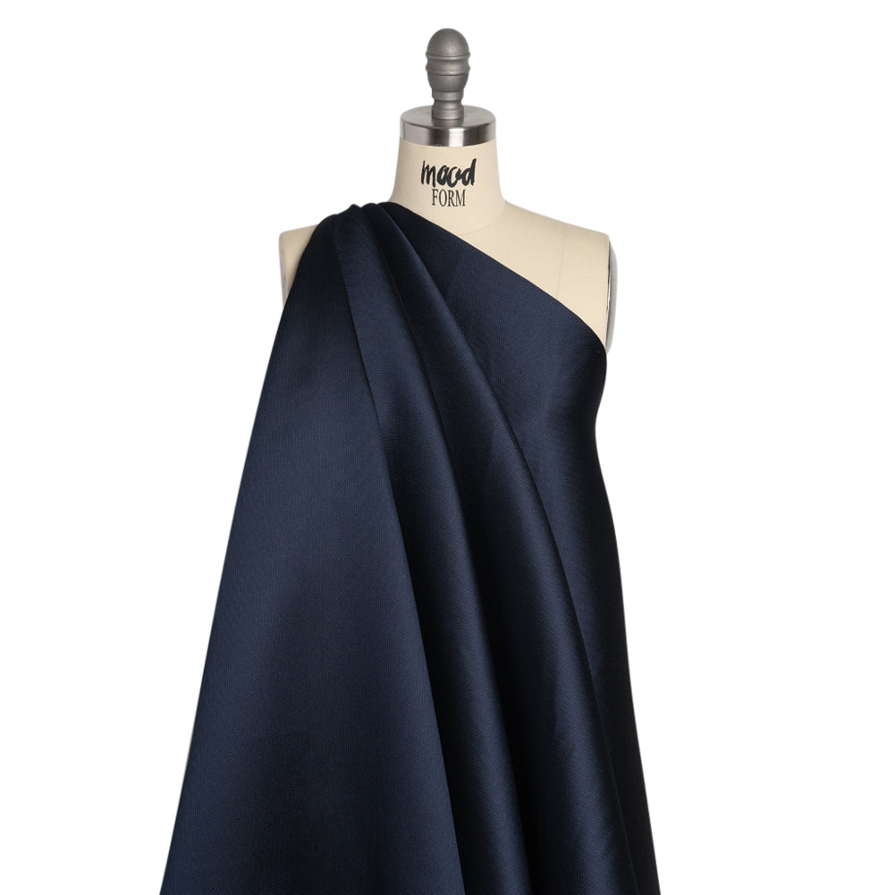 Polyester and Silk Mikado Pique Made in Italy - Navy - Premium Collection Polyester and Silk Mikado Pique Made in Italy - Navy - Premium Collection