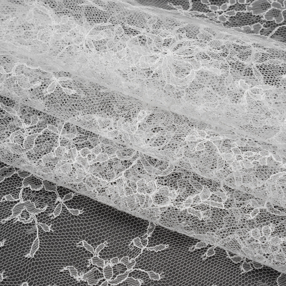 French Chantilly Lace with Finished Scalloped Edges by Solstiss - Greige Abundant Flowers French Chantilly Lace with Finished Scalloped Edges by Solstiss - Greige Abundant Flowers