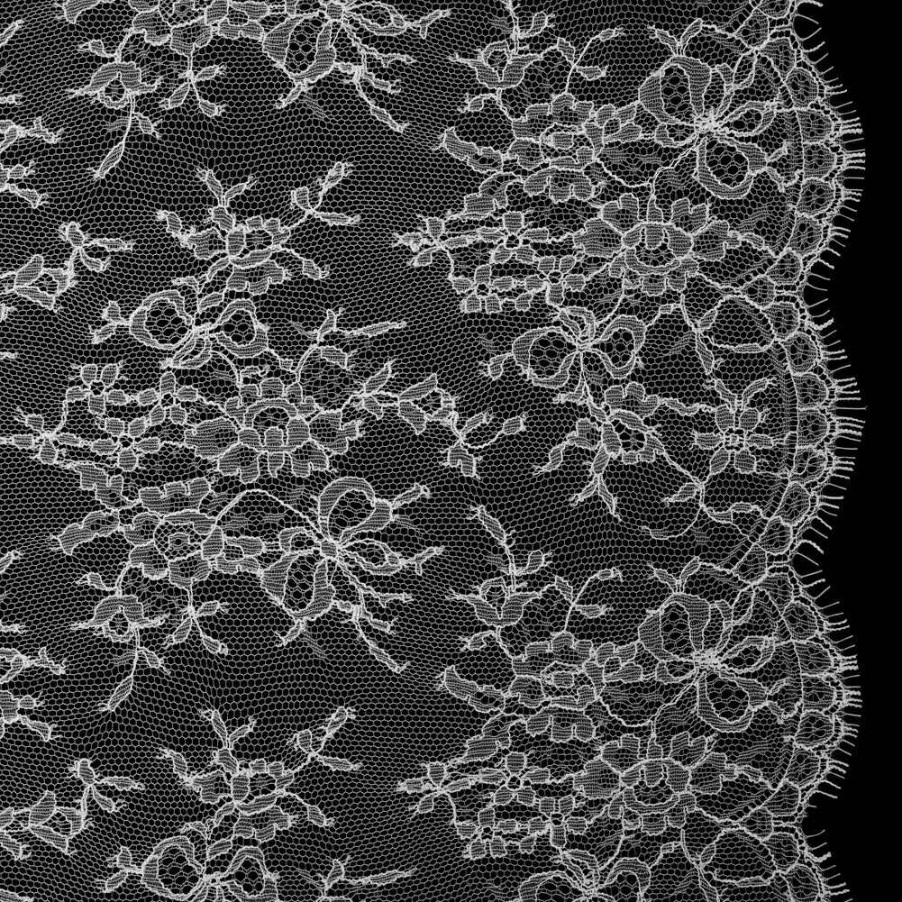 French Chantilly Lace with Finished Scalloped Edges by Solstiss - Greige Abundant Flowers French Chantilly Lace with Finished Scalloped Edges by Solstiss - Greige Abundant Flowers