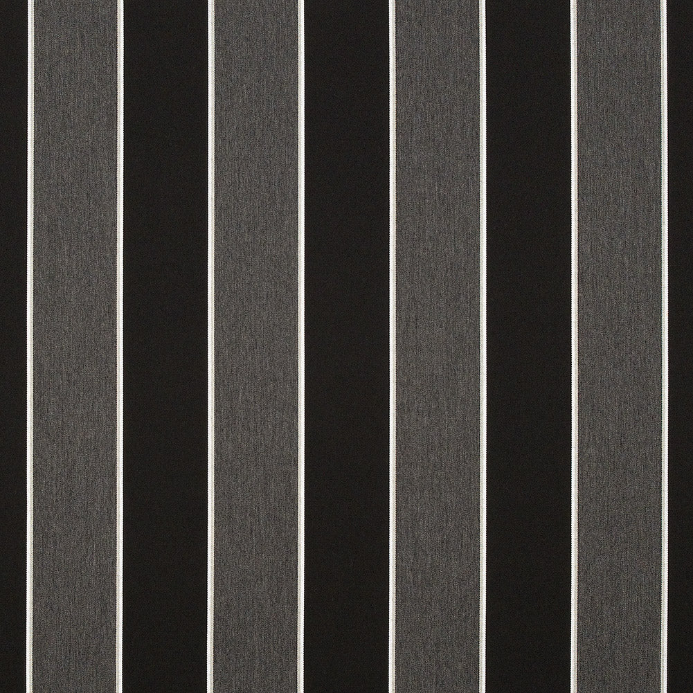 Peyton Upholstery Woven by Sunbrella - Granite Gray and Black Awning Stripes Peyton Upholstery Woven by Sunbrella - Granite Gray and Black Awning Stripes