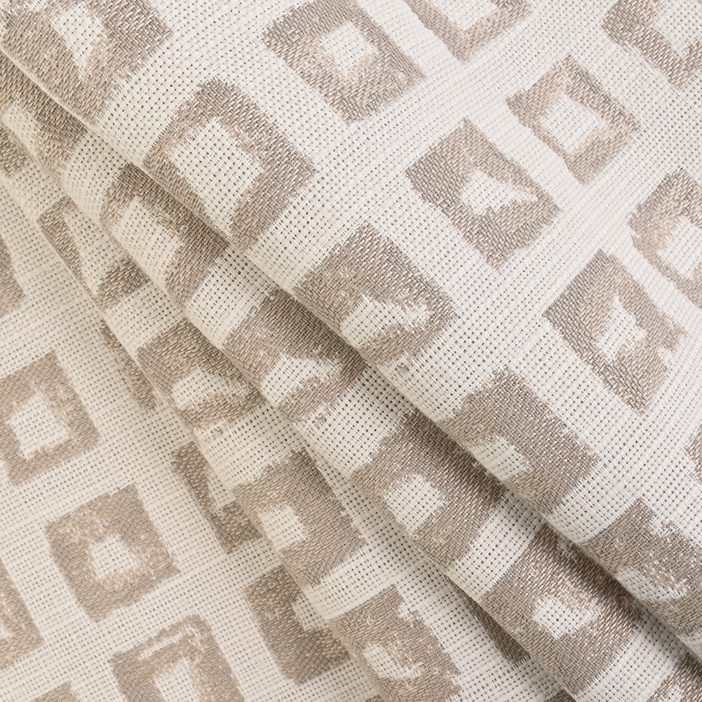 Kindle Jacquard by Sunbrella - Silk Beige Organic Squares Folded Kindle Jacquard by Sunbrella - Silk Beige Organic Squares Folded