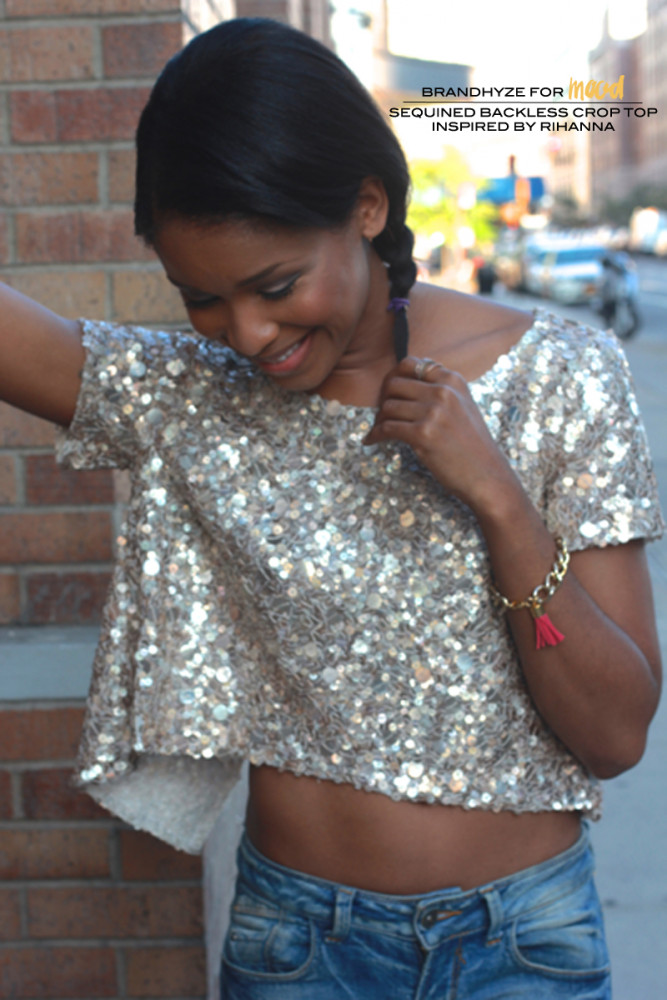 Mood DIY: Sequined Backless Crop Top Inspired by Rihanna