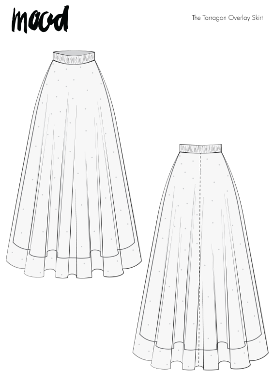 MDF359 The Tarragon Overlay Skirt - Technical Drawing