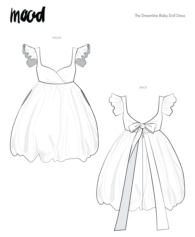 MDF376 - The Dreamline Baby Doll Dress Technical Drawings