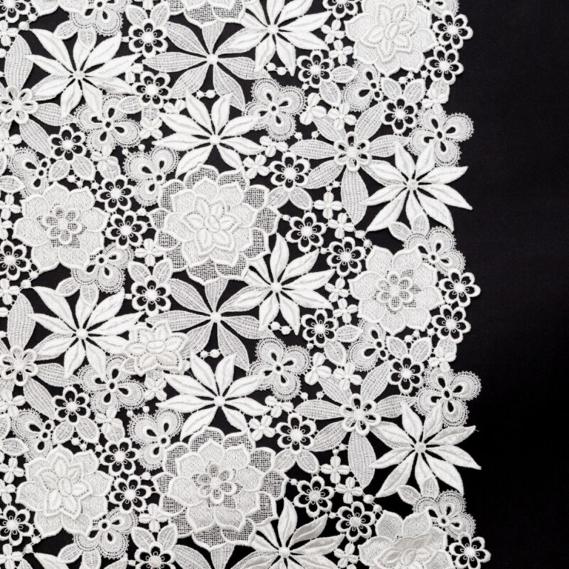 Oscar de la Renta Bright White 3D Floral Lace with Finished Edges