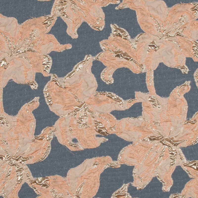 Peach and Metallic Gold Luxury Floral Burnout Brocade