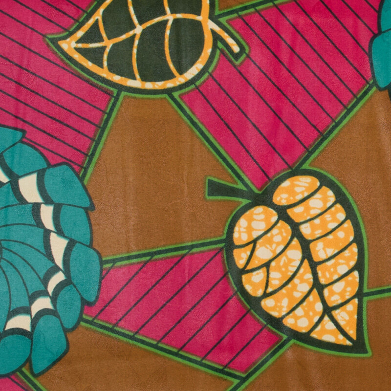 Pink and Gold Waxed Cotton African Print with additional Inlaid Pattern