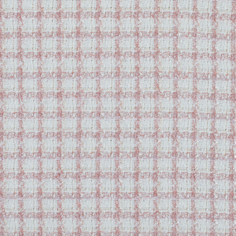 Rose Tan and White Windowpane Checkered Tweed