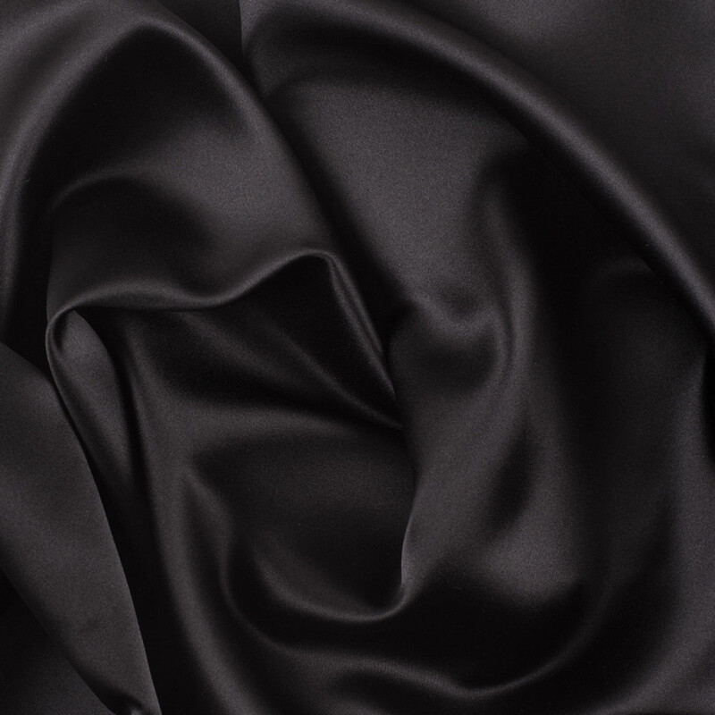 Ultra Black Solid Polyester Satin