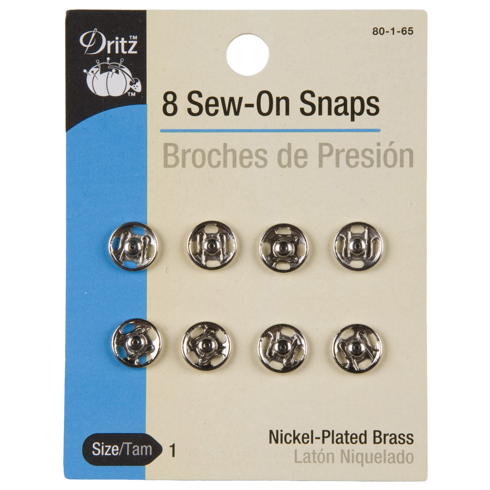 Dritz Nickel Sew On Snaps Size 1 - 8 ct