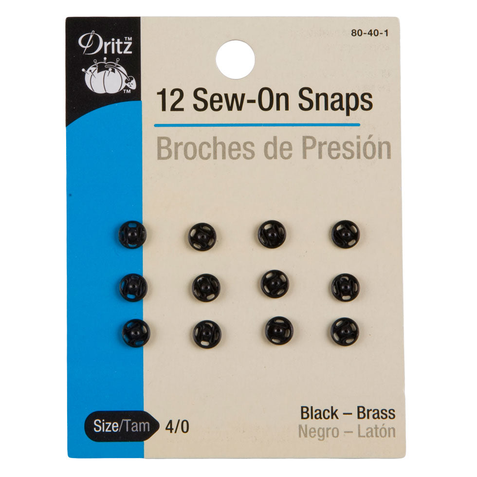 Dritz Black Sew On Snaps Size 4/0 - 12ct