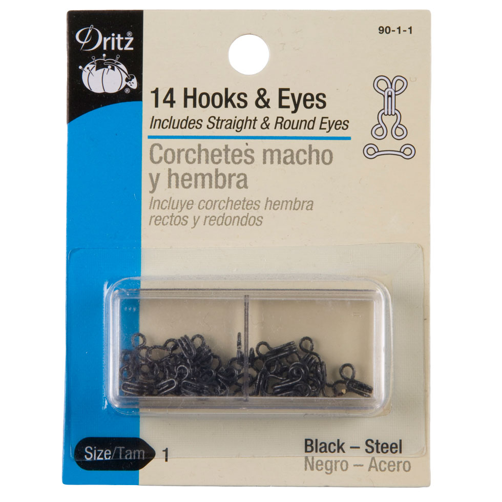 Dritz Black Hooks & Eyes Size 1 - 14ct