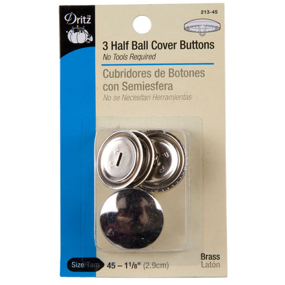 Dritz Brass Half Ball Covered Buttons Size 45-1 1/8" - 3ct