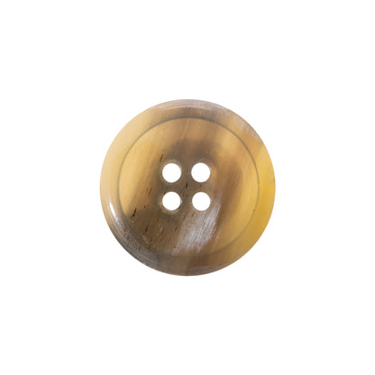 Horn 4-Hole Button - 32L/20mm - Tan and Brown Narrow Rim Detail