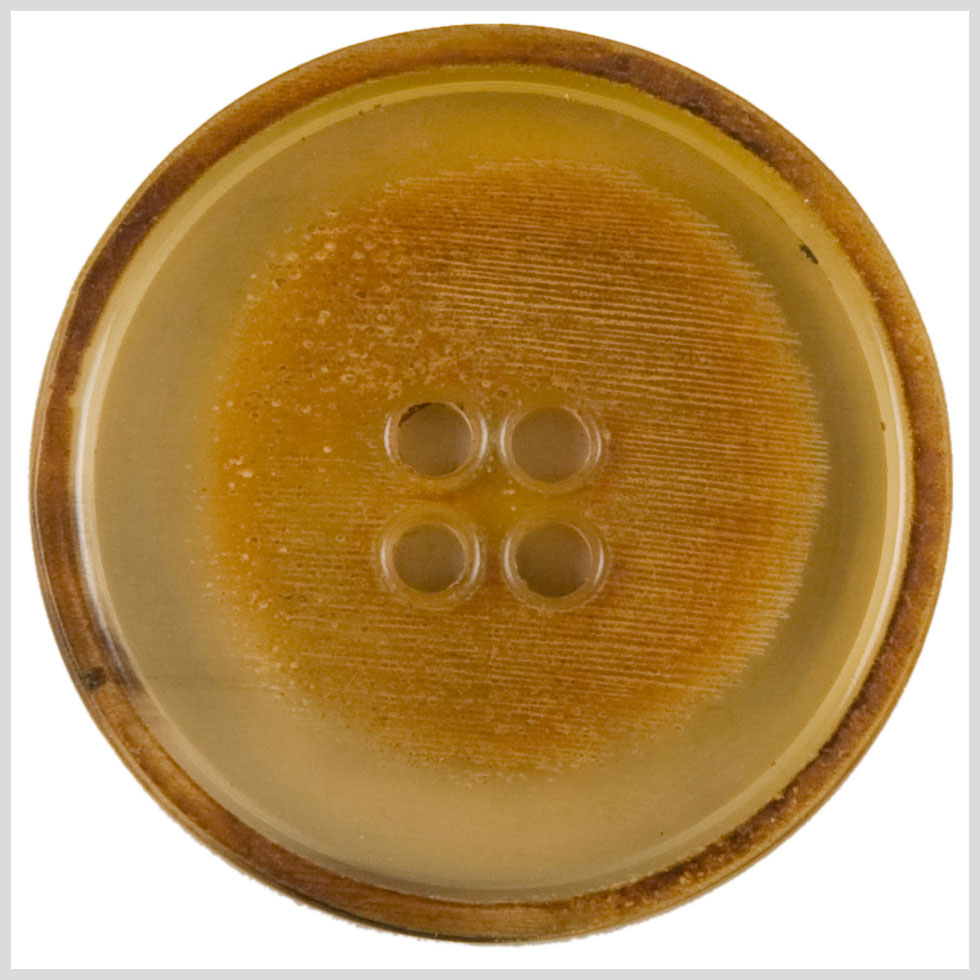 Horn 4-Hole Button - 32L/20mm - Tan and Brown Narrow Rim
