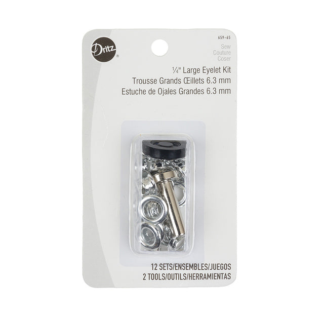 Dritz Large Nickel Eyelets Kit Size 1/4 - 12ct