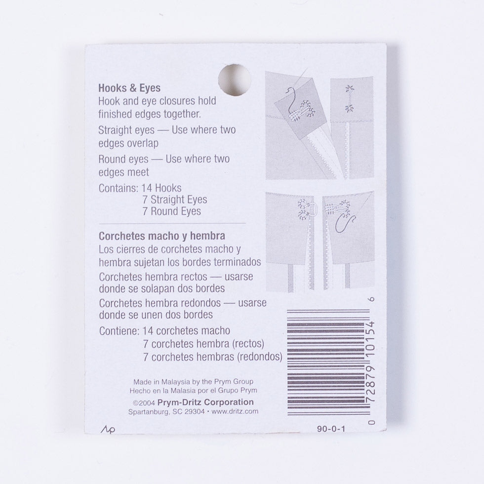 Dritz 14 Black Hooks & Eyes - Size 0 Detail