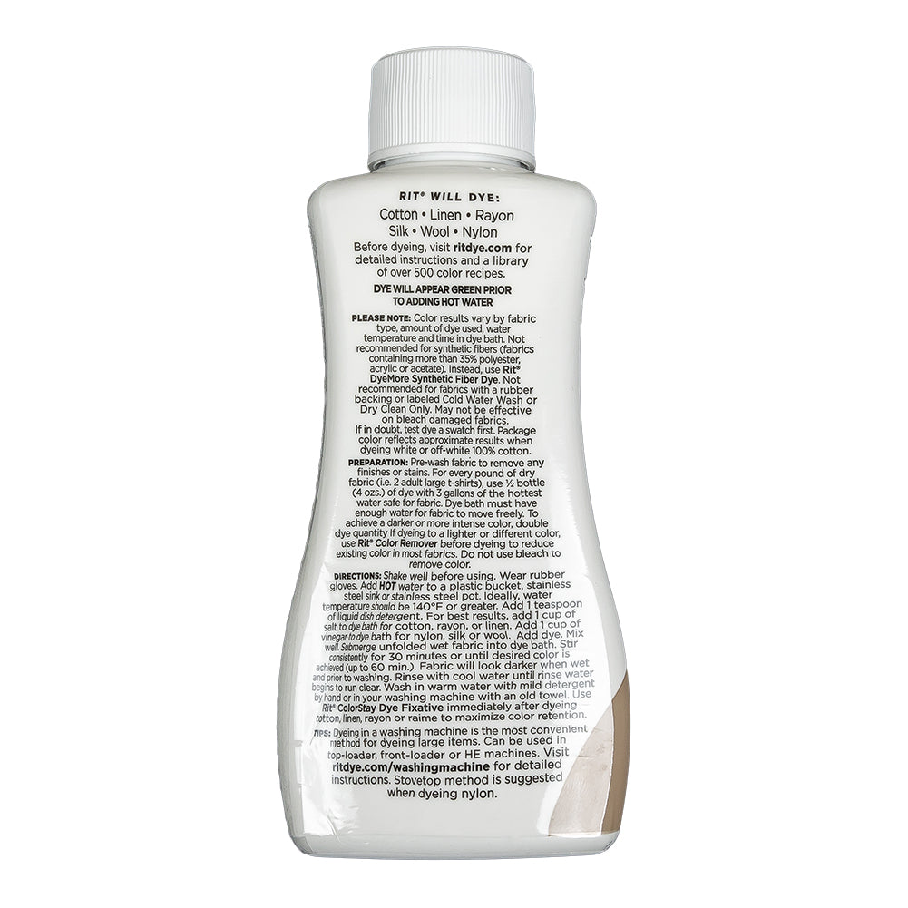 Rit All-Purpose Liquid Fabric Dye - Taupe - 8oz Bottle Detail