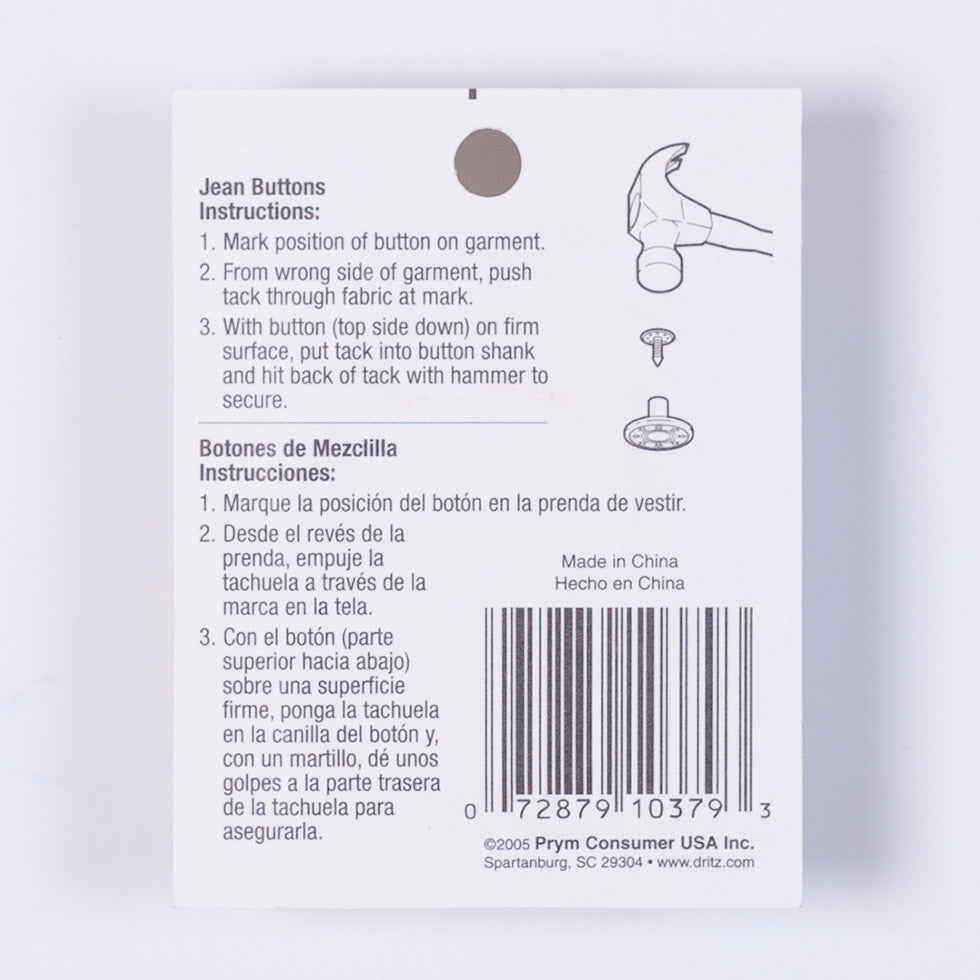 Dritz Silver Jean Buttons - 6 Ct Detail