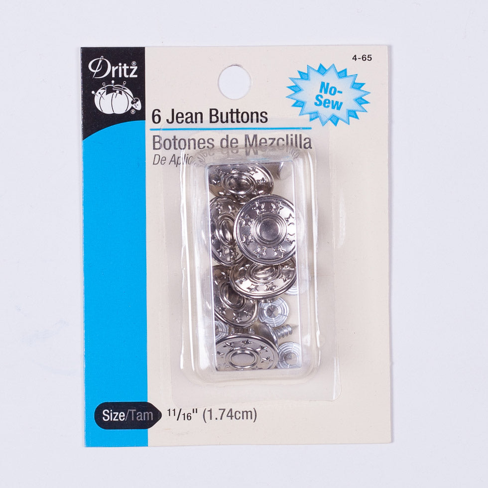 Dritz Silver Jean Buttons - 6 Ct