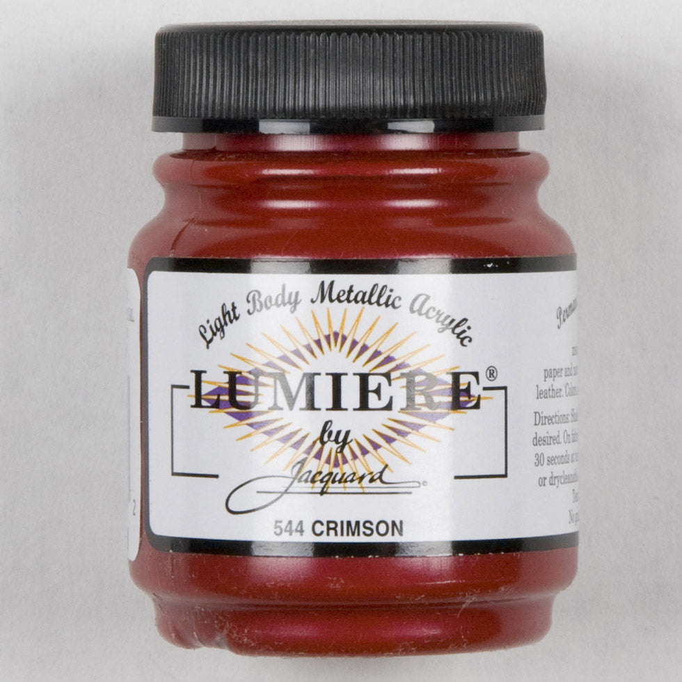 Jacquard Lumiere Textile Paint - 544 Crimson - Light Body Metallic Acrylic