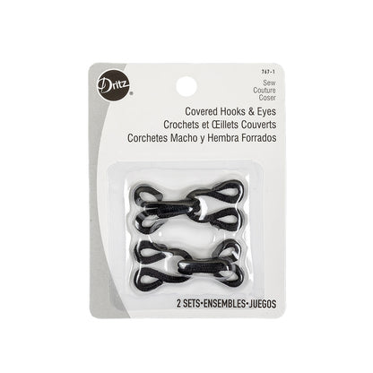 Dritz Black Covered Hook & Eyes - 2 Ct