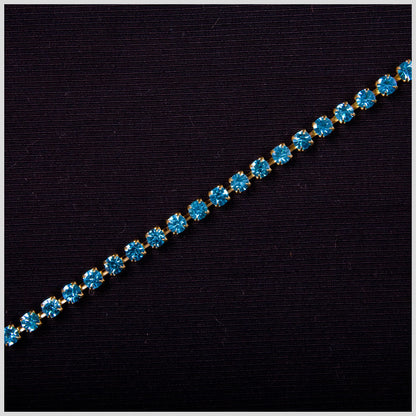 Aquamarine and Gold Metal Czech Rhinestone Trimming - SS18