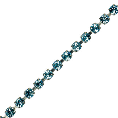 Aquamarine/Silver Metal & Czech Rhinestone Detail