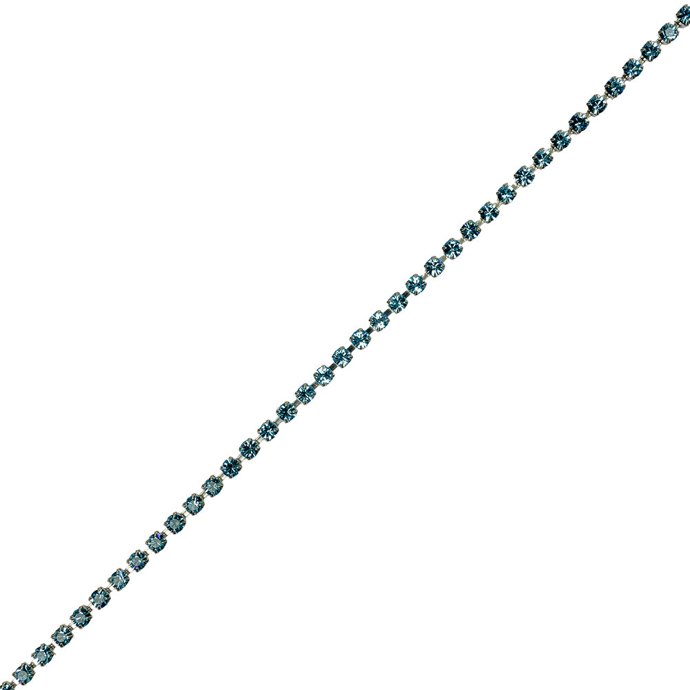 Aquamarine/Silver Metal & Czech Rhinestone