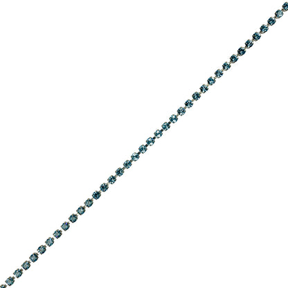 Aquamarine/Silver Metal & Czech Rhinestone