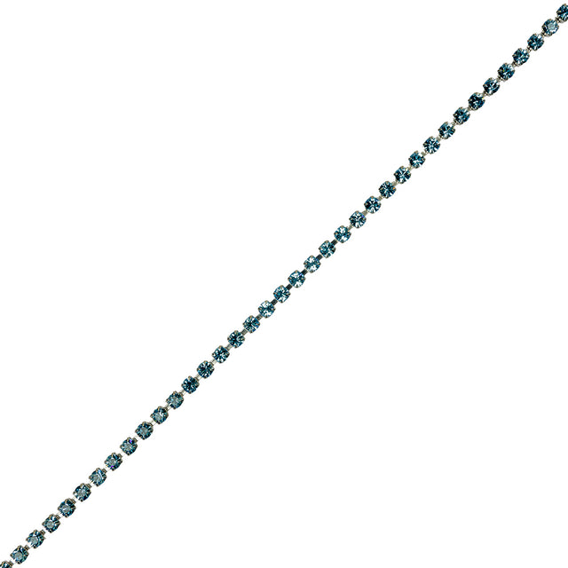 Aquamarine/Silver Metal & Czech Rhinestone
