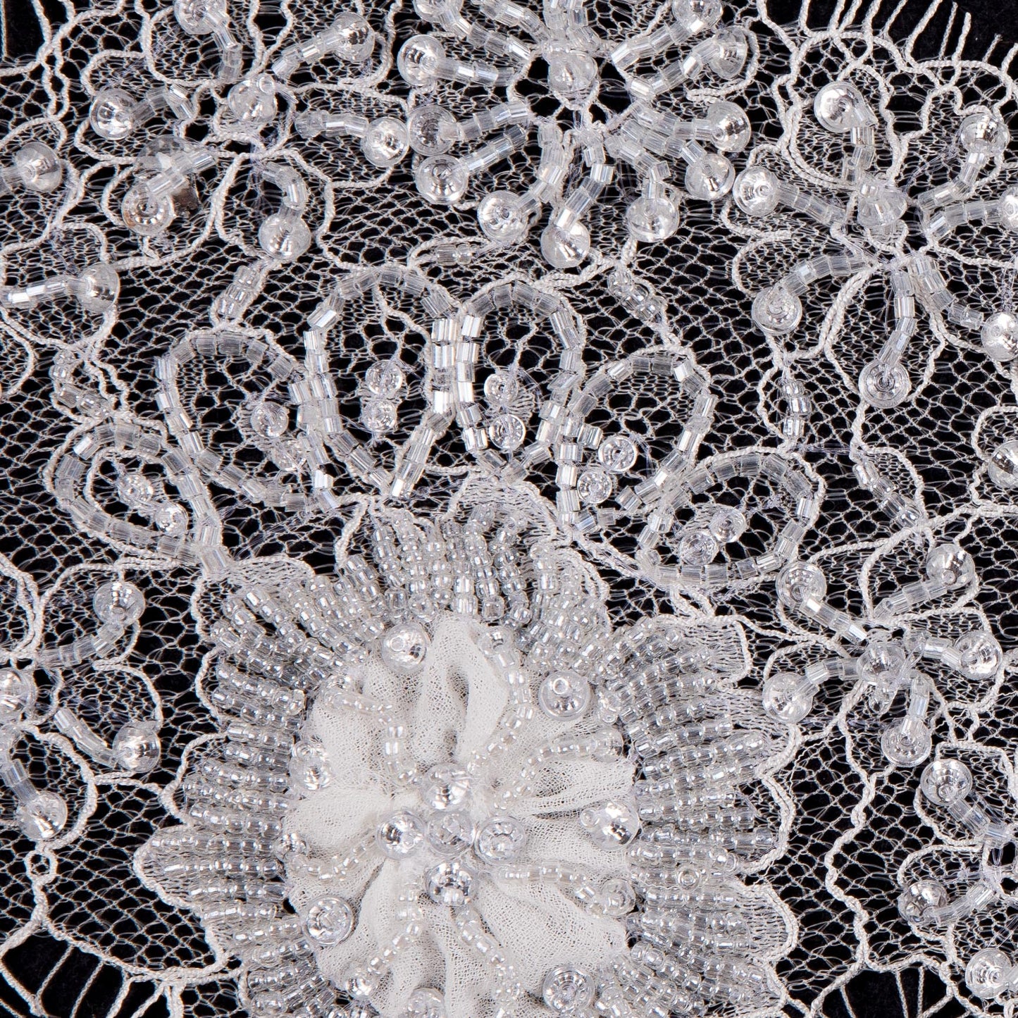 White Beaded Lace Trim - 4.5" Detail
