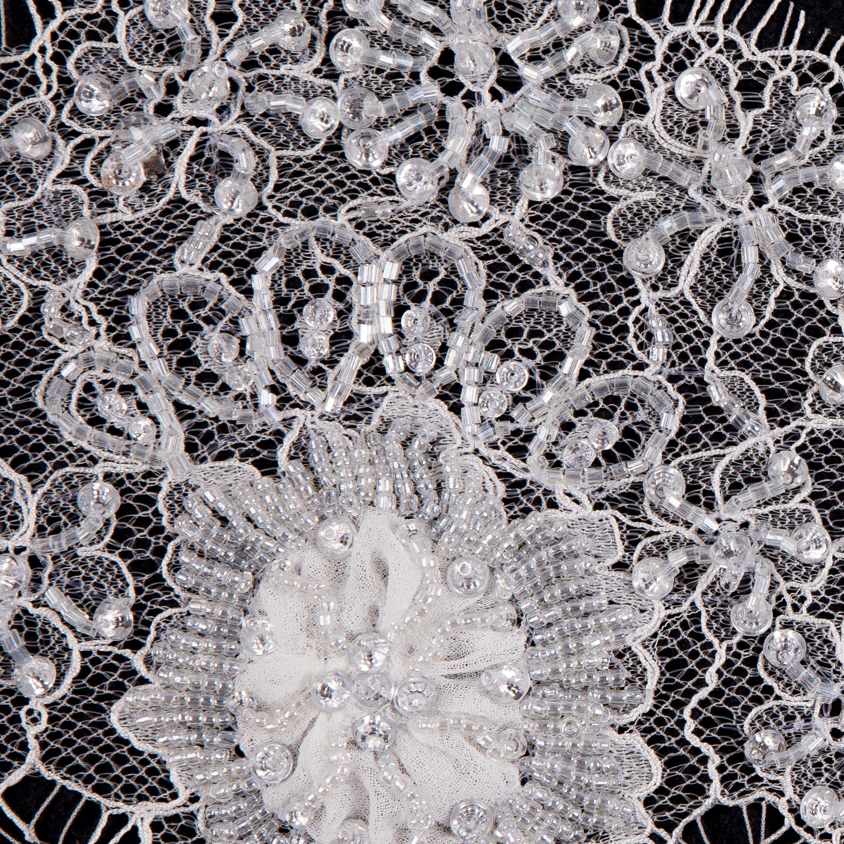 White Beaded Lace Trim - 4.5" Detail