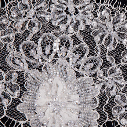White Beaded Lace Trim - 4.5" Detail