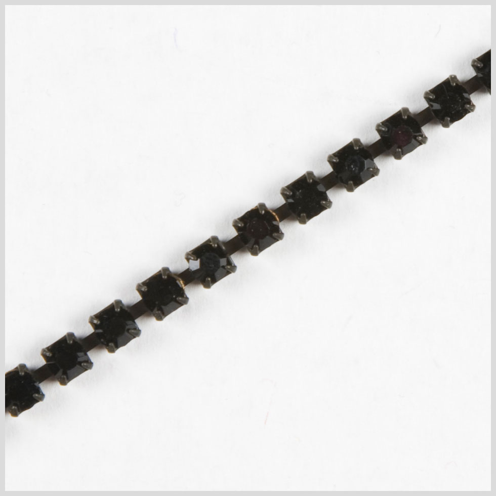 Jet Black Metal & Czech Rhinestone Detail
