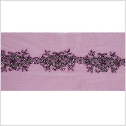2.5" Purple Fancy Beaded Rhinestone Trim