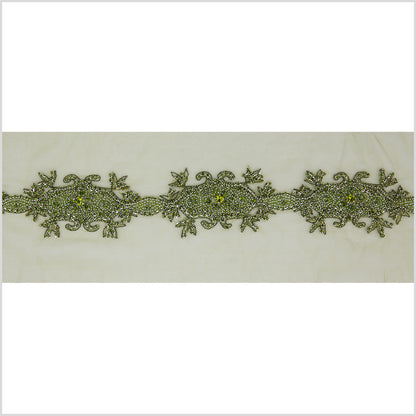 2.5" Lime Green Fancy Beaded Rhinestone Trim