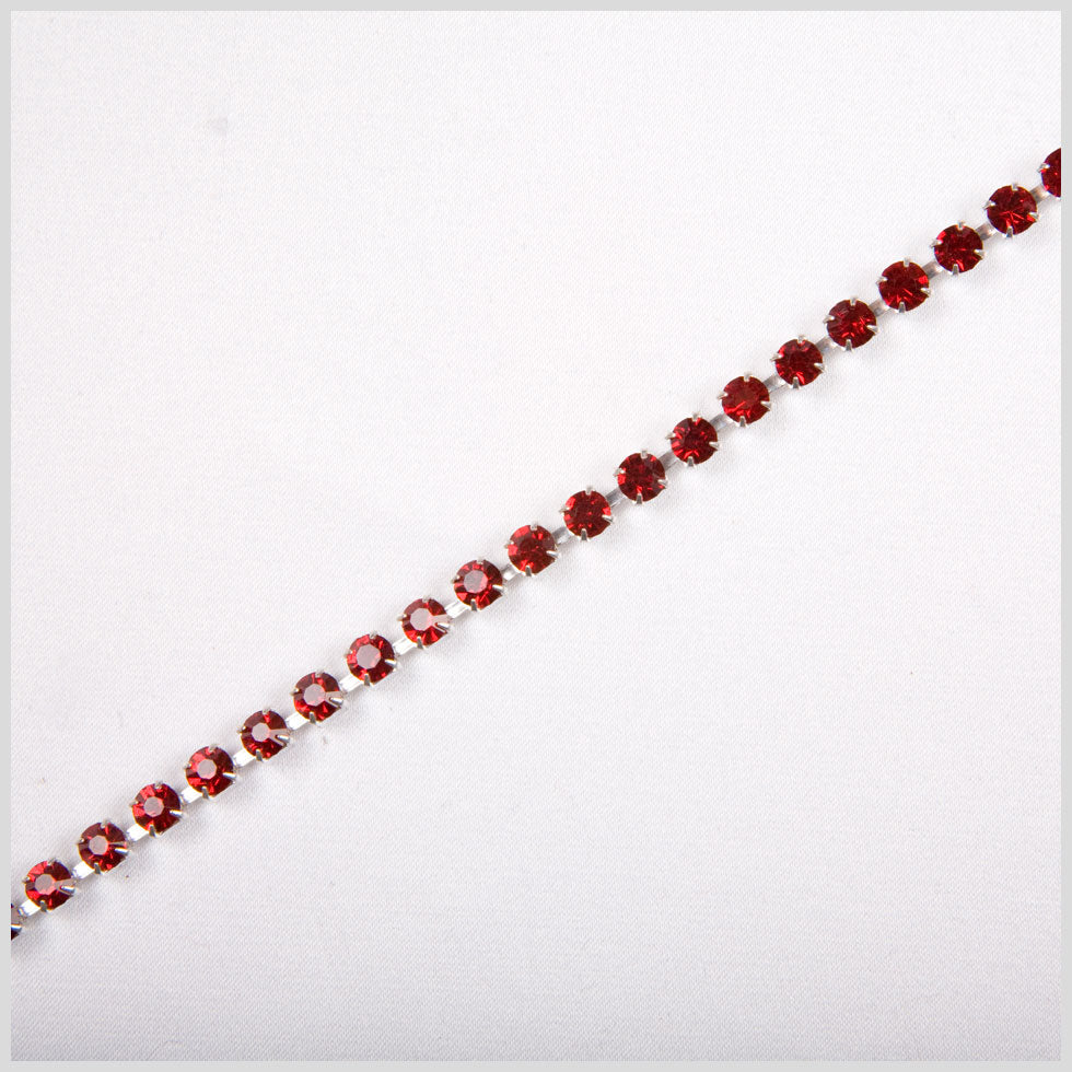 Siam/Silver Metal & Czech Rhinestone