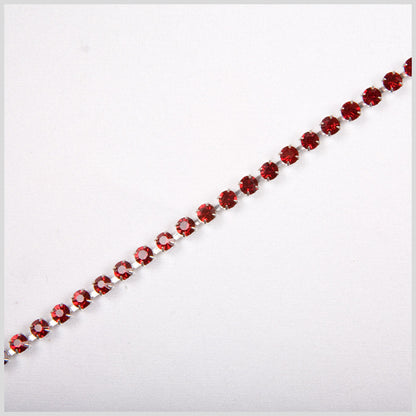 Siam/Silver Metal & Czech Rhinestone