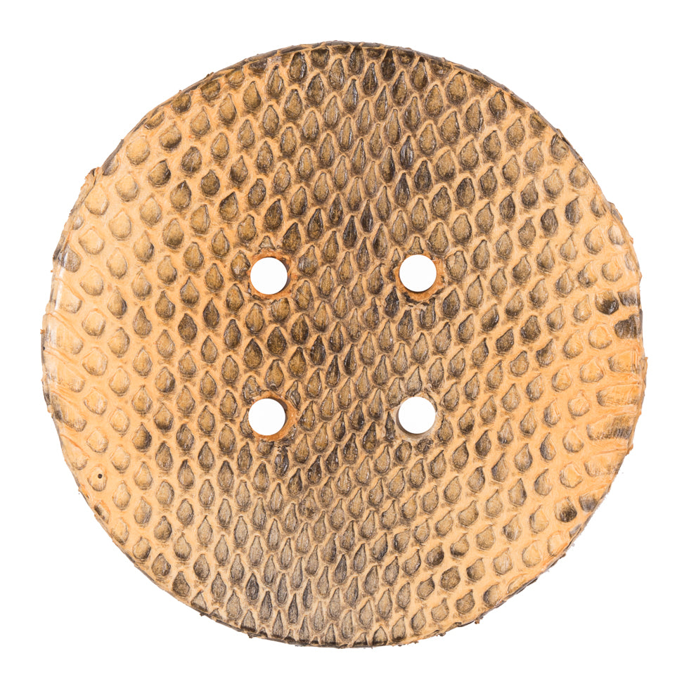 61mm Cashew Snakeskin Covered Button - Detail