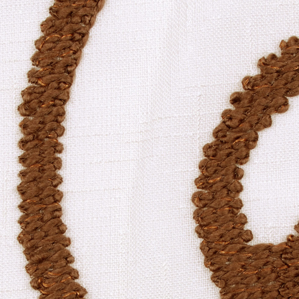 Ivory &amp; Brown Embroidery Retro-Chic Sheer Poly - Detail