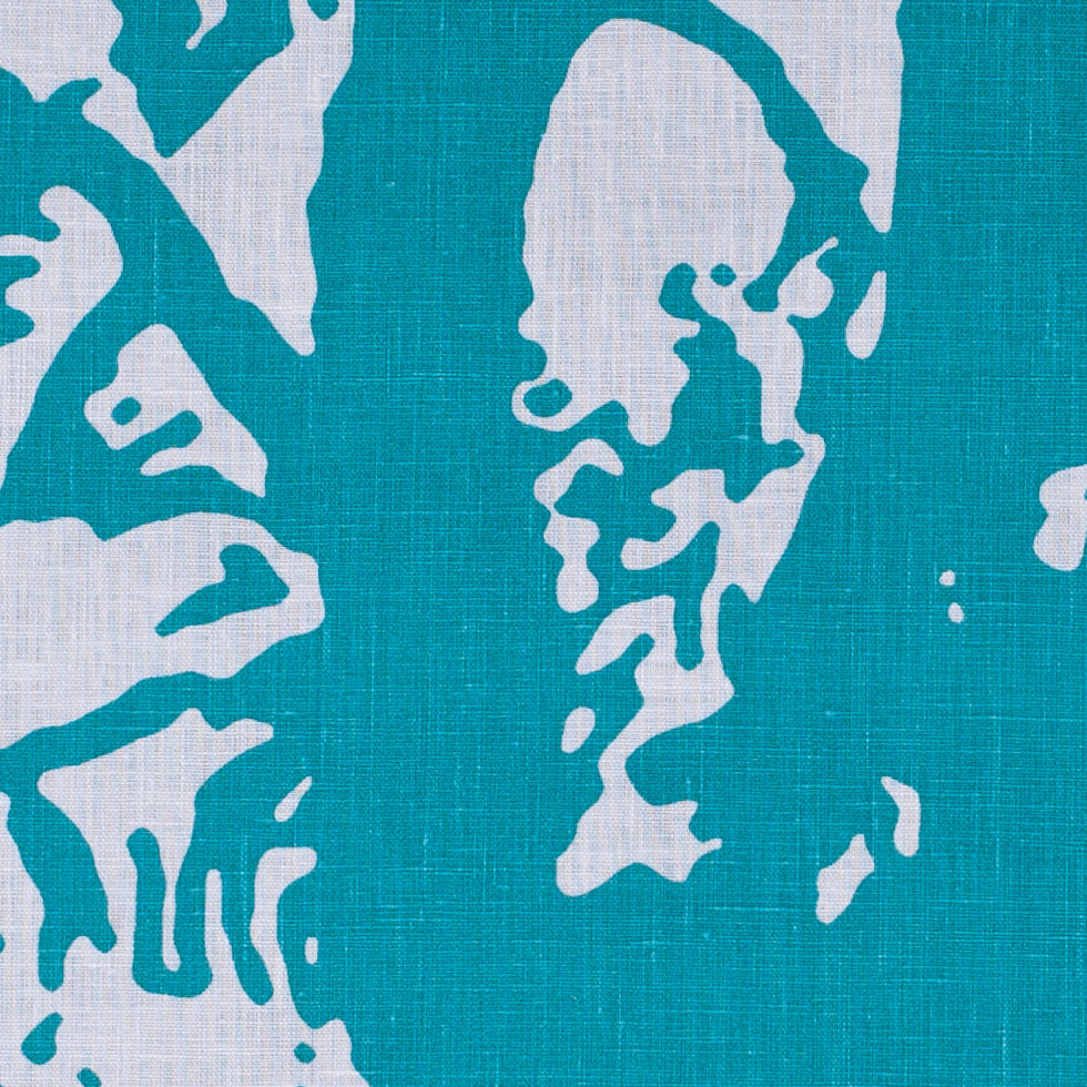 Aqua Print Modern Linen - Detail
